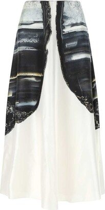 Graphic Printed Flared Maxi Skirt