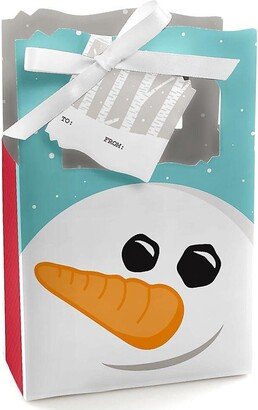 Big Dot of Happiness Let It Snow - Snowman - Holiday Favor Boxes Gift Bags - 12 Count