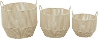 Peyton Lane Set Of 3 Cotton Handmade Storage Basket With Handles