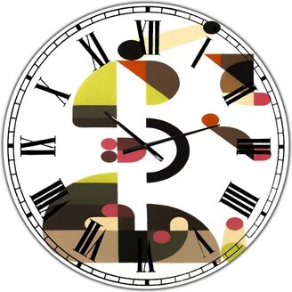 Designart Circe Composition in Pink Green and Black Ii Oversized Mid-Century Wall Clock - 36 x 36