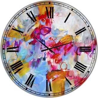 Designart Blue and Yellow Color Spatters Iv Oversized Modern Wall Clock - 36 x 36