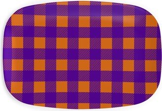 Serving Platters: Buffalo Checked Plaid Serving Platter, Purple