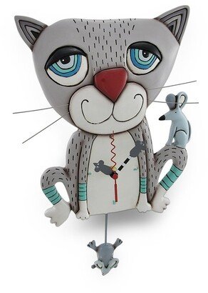 Allen Designs Mouser Whimsical Gray Cat Pendulum Wall Clock - 15 X 8.5 X 2.25 inches