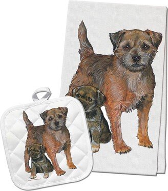 Border Terrier Kitchen Dish Towel & Pot Holder Gift Set
