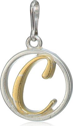 Women's Initial C Two Tone Charm Sterling Silver