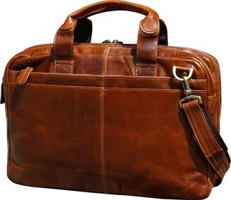 Touri Slim Leather Briefcase - Brown