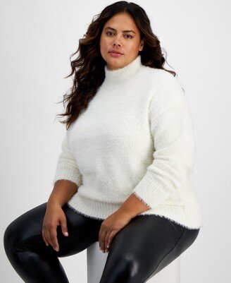 And Now This Trendy Plus Size Eyelash Mock Neck Sweater