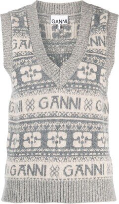 logo intarsia-knit V-neck vest