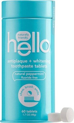 hello Antiplaque + Whitening Toothpaste Tablets Natural Fluoride Free - Peppermint - Trial Size - 60ct