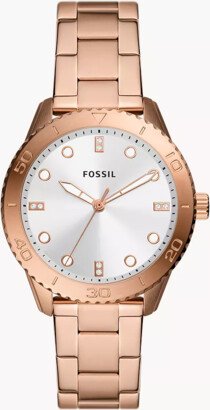 Fossil Outlet Dayle Three-Hand Rose Gold-Tone Stainless Steel Watch