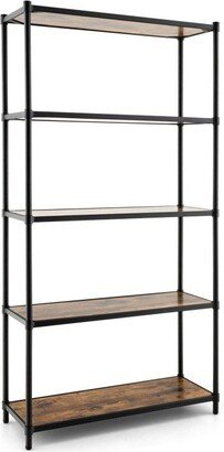 5 Tiers 61 Inch Multi-use Bookshelf with Metal Frame-Black - 31.5 x 11.5 x 61