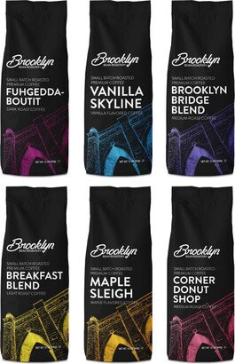 Brooklyn Beans Roastery Brooklyn Beans Ground Flavored Coffee Bags, Variety Pack (72 ounces total)