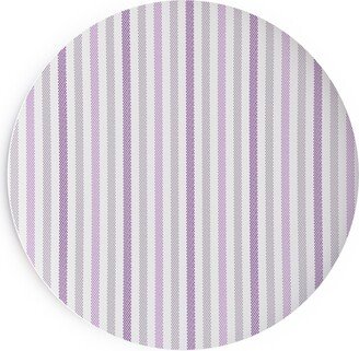 Salad Plates: Tricolor French Ticking Stripe - Purple Salad Plate, Purple