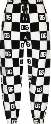 Checkerboard Print Logo Track-Pants