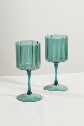 Fazeek - Wave Set Of Two Wine Glasses - Blue