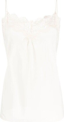 Lace-Trim Ruched Tank Top-AA