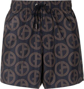 Monogram-Print Swim Shorts-AA