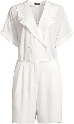 Short-Sleeve Double-Breasted Romper