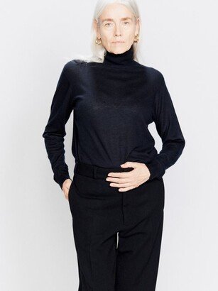 Roll-neck Fine-knit Cashmere Sweater-AA