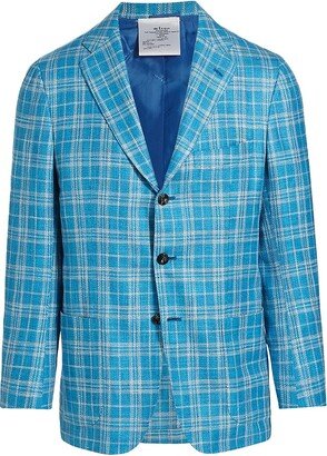 Plaid Silk-Blend Three-Button Sport Coat