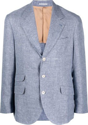 Single-Breasted Linen-Blend Blazer-AA