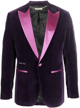 Single-Breasted Velvet Blazer-AD