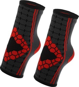 Unique Bargains Ankle Compression Sleeve Socks Foot Ankle Brace for Men Women Achilles Tendon 1 Pair Red M