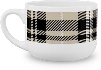 Mugs: Fall Plaid Latte Mug, White, 25Oz, Beige