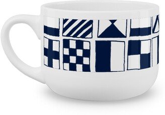 Mugs: Sailing Flags - Navy Blue Latte Mug, White, 25Oz, Blue