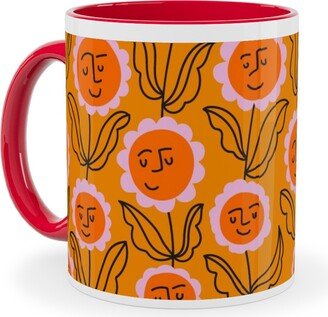 Mugs: Happy Marigold Vine - Orange Ceramic Mug, Red, 11Oz, Orange