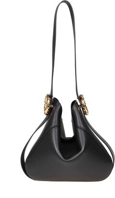 Leather Hobo Shoulder Bag With Side Buckles