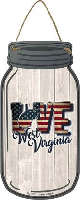 Love West Virginia Silhouette Novelty Metal Mason Jar Sign