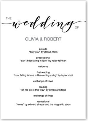 Wedding Program Cards: Forever Celebrate Wedding Program, White, 5X7 Flat Program, Matte, Signature Smooth Cardstock, Square