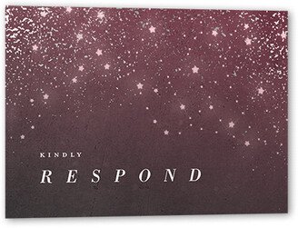 Rsvp Cards: Star Cascade Wedding Response Card, Silver Foil, Purple, Matte, Pearl Shimmer Cardstock, Square