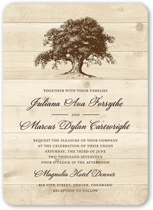 Wedding Invitations: Rustic Statement Wedding Invitation, Beige, Matte, Signature Smooth Cardstock, Rounded