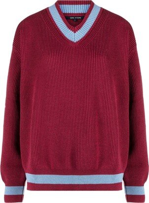 Mark 3ply V-neck wool jumper