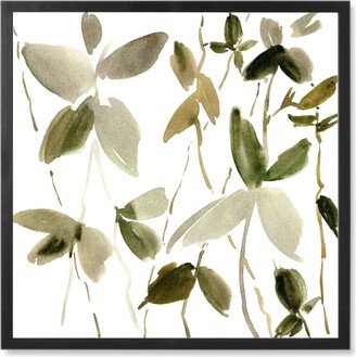 Photo Tiles: Watercolor Floral And Greenery Photo Tile, Black, Framed, 8X8, Brown