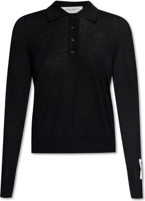 Long-Sleeved Knitted Polo Shirt