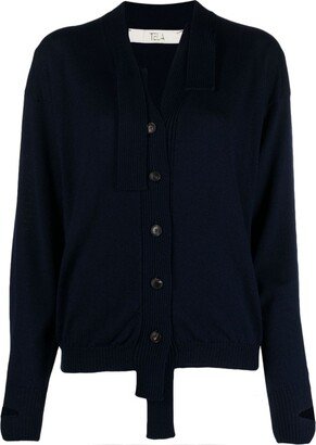 Draped-Detailing Wool Cardigan