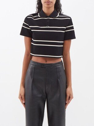 Cropped Striped Cotton-piqué Polo Shirt