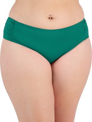 Plus Size Color Code Side-Shirred Hipster Bikini Bottoms