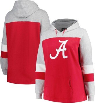 Women's Crimson Alabama Crimson Tide Plus Size Color-Block Pullover Hoodie