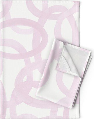 Abstract Graffiti Tea Towels | Set Of 2 - Soft Pink Circles By Danika Herrick & White Linen Cotton Spoonflower