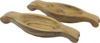 Seasonal Abode A&B Home Teak Wood Bowl - Set of 2