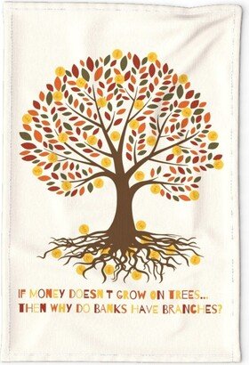 Money Pun Tea Towel - Doesnt Grow On Trees By Heckadoodledo Autumn Tree Fall Linen Cotton Canvas Spoonflower