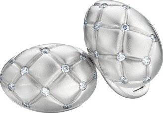 White Gold And Diamond Treillage Egg Cufflinks