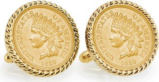 American Coin Treasures Gold-Layered 1859 First-Year-Of-Issue Indian Head Penny Rope Bezel Coin Cuff Links