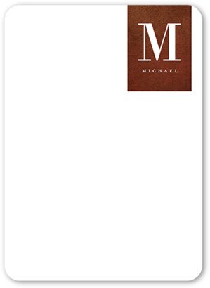 Thank You Cards: Initial Tag Personal Stationery, Brown, 5X7, Standard Smooth Cardstock, Rounded