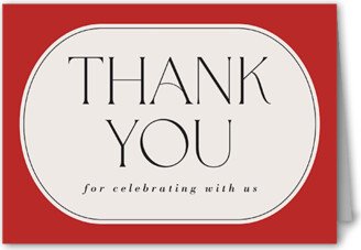 Thank You Cards: Modern Deco Joy Thank You Card, Red, 3X5, Matte, Folded Smooth Cardstock