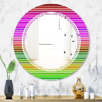 Designart 'Horizontal Retro Geometrical Pattern II' Printed Modern Round or Oval Wall Mirror - Triple C